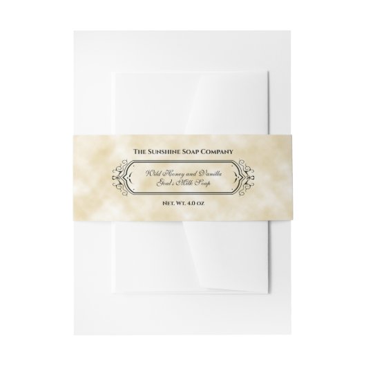 Tan perkament papier stijl zeep buik band uitnodigingen wikkel (Voorkant Voorbeeld)