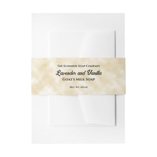 Tan perkament papier stijl zeep buik band uitnodigingen wikkel (Voorkant Voorbeeld)