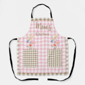 Tan & Pink Gingham Wildflower Makkers Keuken II Schort (Voorkant)