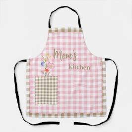 Tan & Pink Gingham Wildflower Mapkeuken Schort