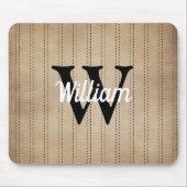 Tan  Pinstripe Retro Zwart Monogram Muismat (Voorkant)