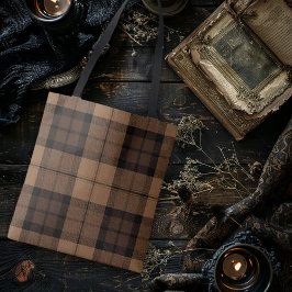 Tan Plaid Dark Academia Tote Bag