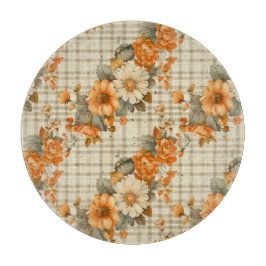 TAN PLAID MET ORANJE HERFST HERFSTBLOEMEN SNIJPLANK