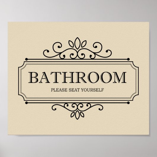 Tan Please Seat Yourself Funny  Bathroom Poster (Voorkant)