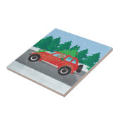 Tan Plott Hound Driving Kerstmis auto Tegeltje (Zijkant)