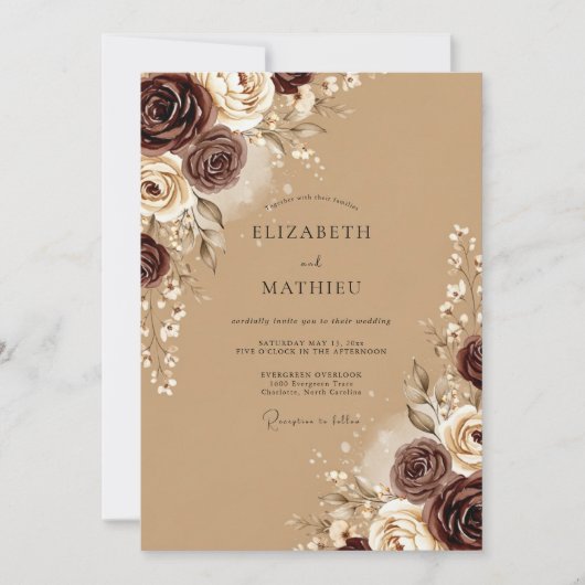 Tan Polished Autumnal Wedding Kaart (Voorkant)