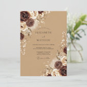 Tan Polished Autumnal Wedding Kaart (Staand voorkant)