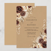 Tan Polished Autumnal Wedding Kaart (Voorkant / Achterkant)