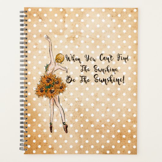 Tan Polka Dot, Sunflower Ballet Dancer Inspiration Planner (Voorkant)