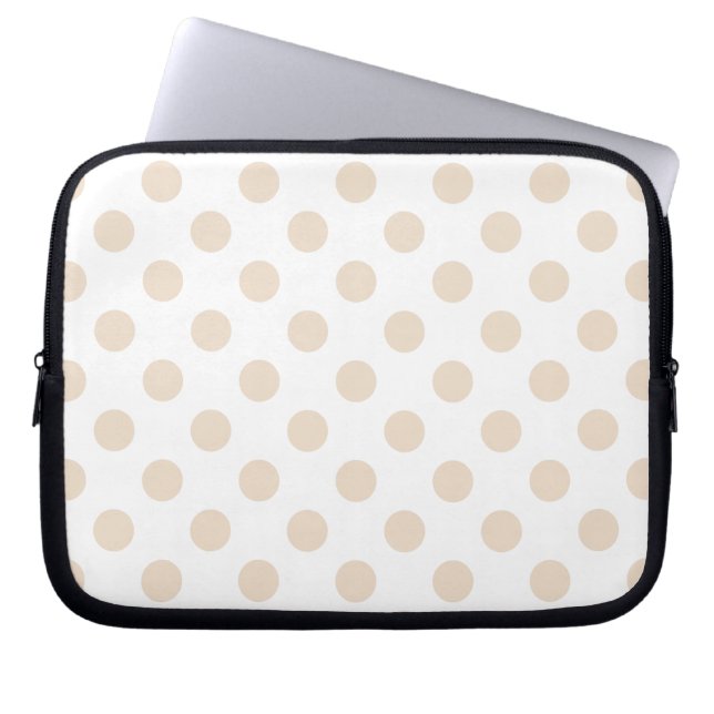 Tan polka-punten laptop sleeve (Voorkant)