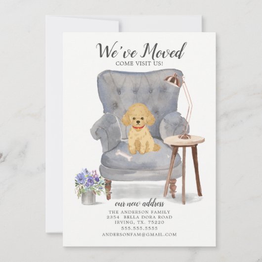 Tan Poodle Dog | Verplaatsingsaankondiging Aankondiging (Voorkant)