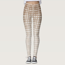 Tan Preppy Glen Check Pset Mode Leggings