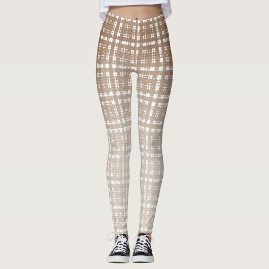 Tan Preppy Glen Check Pset Mode Leggings (Voorkant)