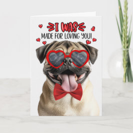 Tan Pug Dog Made for Loving You Valentine Feestdagen Kaart