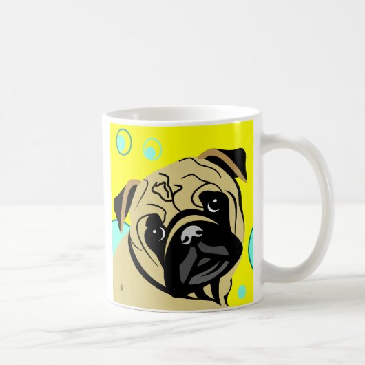 Tan Pug Hond Koffiemok (Rechts)
