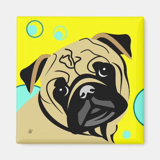 Tan Pug-hond Magneet (Voorkant)