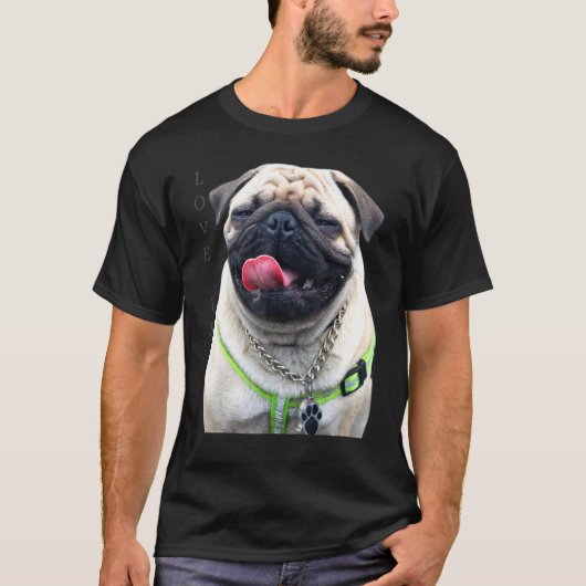 Tan Pug Shirt Vrouwen Mannen Pug Mam Pap T-shirt L (Voorkant)