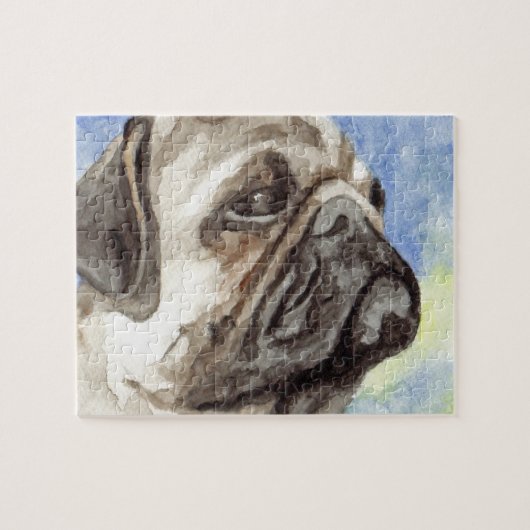 Tan Pug Waterverf Jigzaag Puzzles Legpuzzel (Horizontaal)