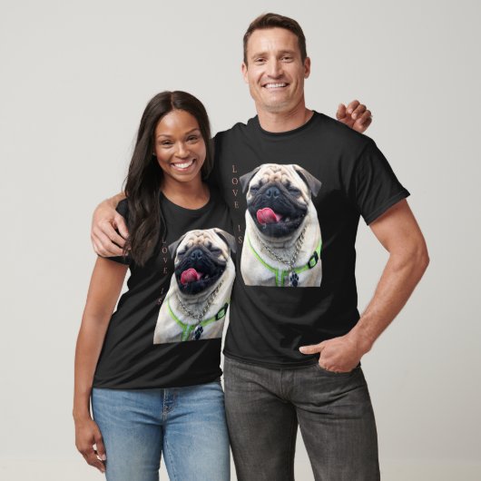 Tan Pug Women Mannen Pug Mam Pap T-shirt Love Dog (Unisex)
