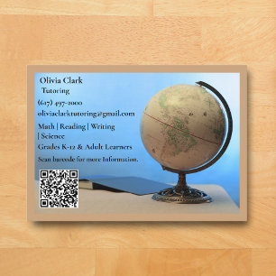 Tan QR-code tutor leraar wereldbol boek klaslokaal Visitekaartje