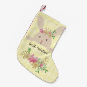 Tan Rabbit Pink Gold Poinsettia Floral Kleine Kerstsok (Voorkant (Hangend))