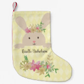 Tan Rabbit Pink Gold Poinsettia Floral Kleine Kerstsok (Voorkant)