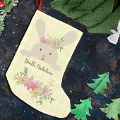 Tan Rabbit Pink Gold Poinsettia Floral Kleine Kerstsok