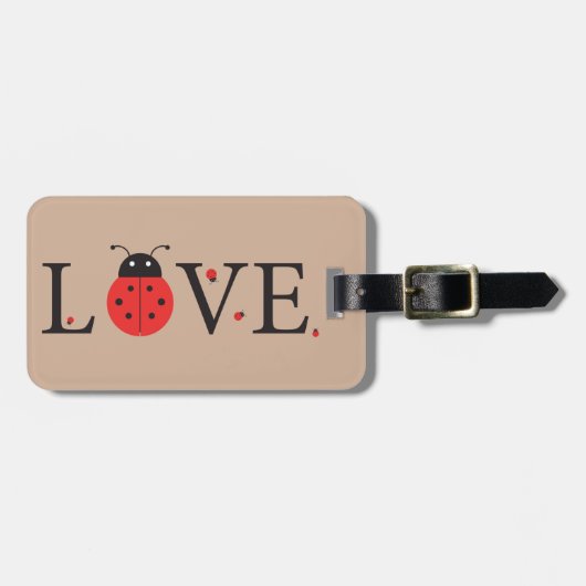 Tan, Red en Black 'Love' Bagagelabel van Ladybugs (Voorkant horizontaal)