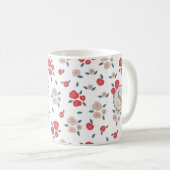 Tan Red Floral Farmhouse, Land Rustic Monogram Koffiemok (Voorkant rechts)