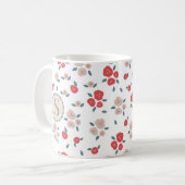 Tan Red Floral Farmhouse, Land Rustic Monogram Koffiemok (Voorkant links)