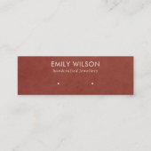 TAN RED LEATHER TEXTURE STUD OORBEL DISPLAY KAART MINI VISITEKAARTJE (Voorkant)