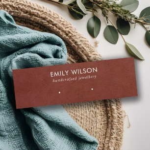 TAN RED LEATHER TEXTURE STUD OORBEL DISPLAY KAART MINI VISITEKAARTJE