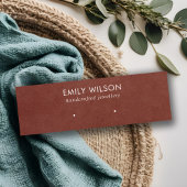 TAN RED LEATHER TEXTURE STUD OORBEL DISPLAY KAART MINI VISITEKAARTJE