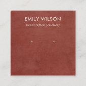 TAN RED LEATHER TEXTURE STUD OORBEL DISPLAY KAART VIERKANTE VISITEKAARTJE (Voorkant)