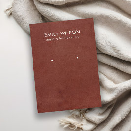 TAN RED LEATHER TEXTURE STUD OORBEL DISPLAY KAART VISITEKAARTJE