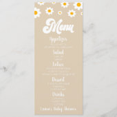 Tan Retro Daisy Flower Baby shower Voedsel Menu (Voorkant)