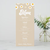 Tan Retro Daisy Flower Baby shower Voedsel Menu (Staand voorkant)