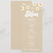 Tan Retro Daisy Flower Baby shower Voedsel Menu (Voorkant / Achterkant)