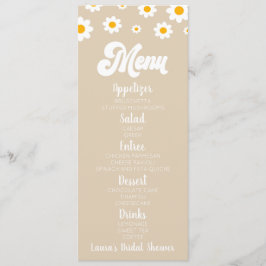 Tan Retro Daisy Flower Vrijgezellenfeest Voedsel Menu