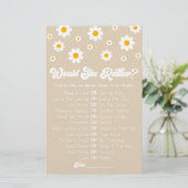 Tan Retro Daisy wil liever Baby shower spel Briefpapier (Staand voorkant)