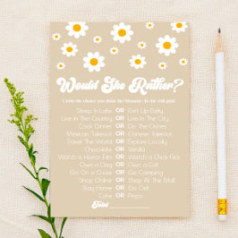 Tan Retro Daisy wil liever Baby shower spel Briefpapier
