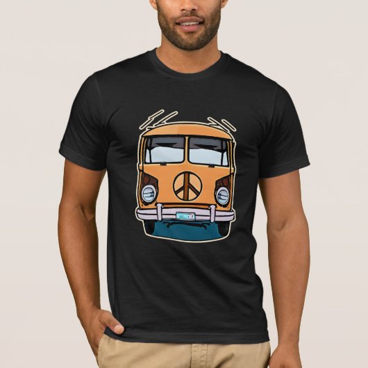 Tan Retro Hippie Van Kleuren Kunst T-shirt (Voorkant)