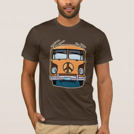 Tan Retro Hippie Van  Kleuren Kunst T-shirt