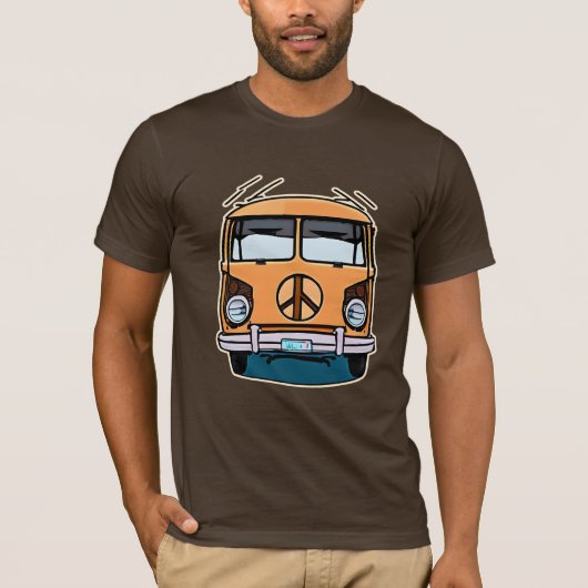Tan Retro Hippie Van  Kleuren Kunst T-shirt (Voorkant)