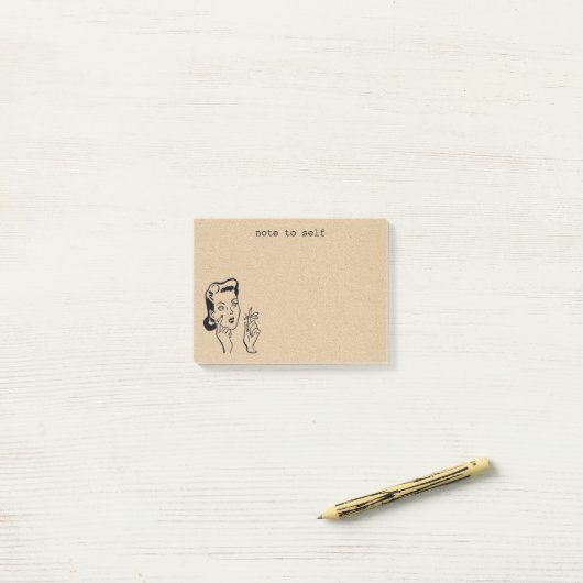 Tan Retro Housevrouw Reminder Post-it Notes (Op bureau)