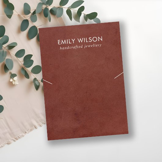 TAN ROOD LEDEREN TEXTUUR KETTING ARMBAND DISPLAY VISITEKAARTJE