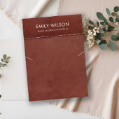 TAN ROOD LEDEREN TEXTUUR KETTING ARMBAND DISPLAY VISITEKAARTJE