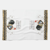 Tan Rooster Black & Tan Check Swirl Kitchen Theedoek (Horizontaal)