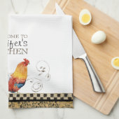 Tan Rooster Black & Tan Check Swirl Kitchen Theedoek (Quarter Fold)
