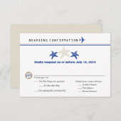 Tan Royal Blue Starfish boarding Pass RSVP (Voorkant / Achterkant)